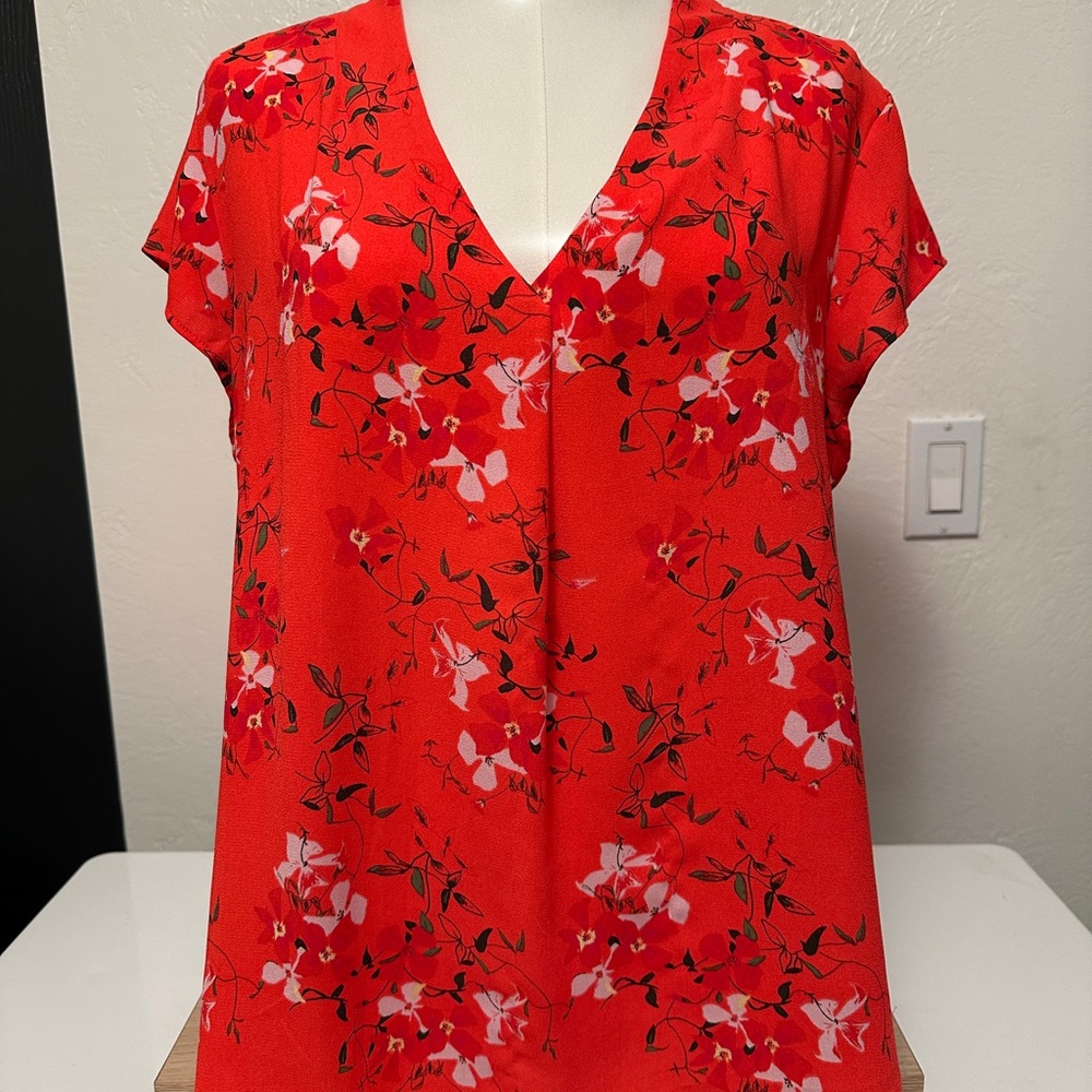 Halogen Red Floral Women's Blouse